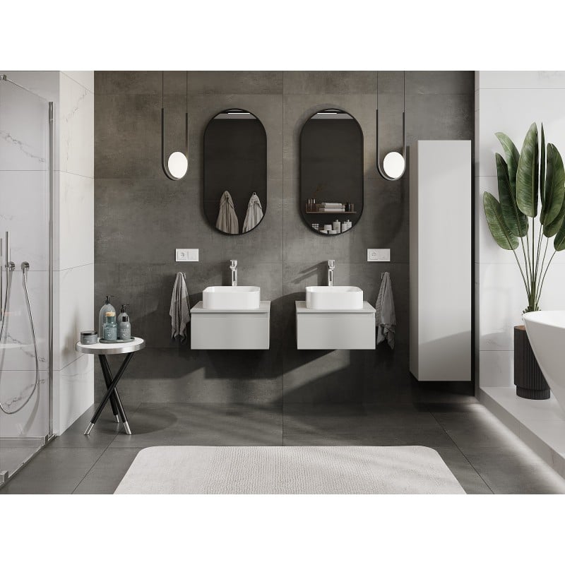 Mexen Orio Badezimmerschrank unter dem Waschbecken 50 cm mit Arbeitsplatte, 1 Schublade, grau matt - 91A10-05023-1-BFC62