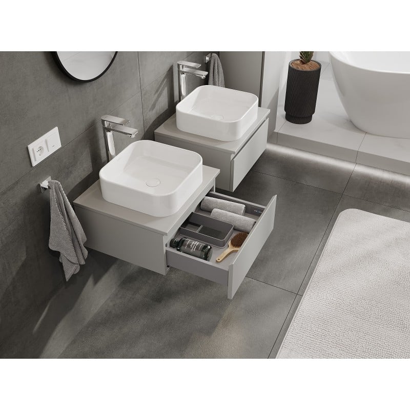 Mexen Orio Badezimmerschrank unter dem Waschbecken 50 cm mit Arbeitsplatte, 1 Schublade, grau matt - 91A10-05023-1-BFC62