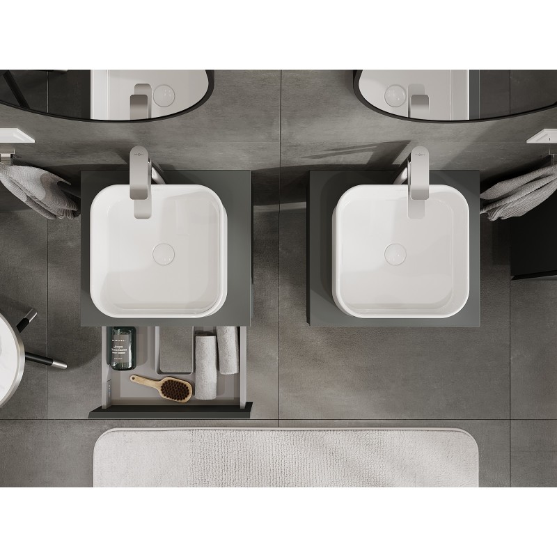 Mexen Orio Badezimmerschrank mit Waschtischplatte 50 cm, 1 Schublade, Grafit matt - 91A10-05023-1-BFC66