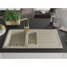 Mexen Andres Granitspüle 1,5-beckig mit Abtropffläche und Küchenarmatur Rita, beige - 6515-69-670300-50