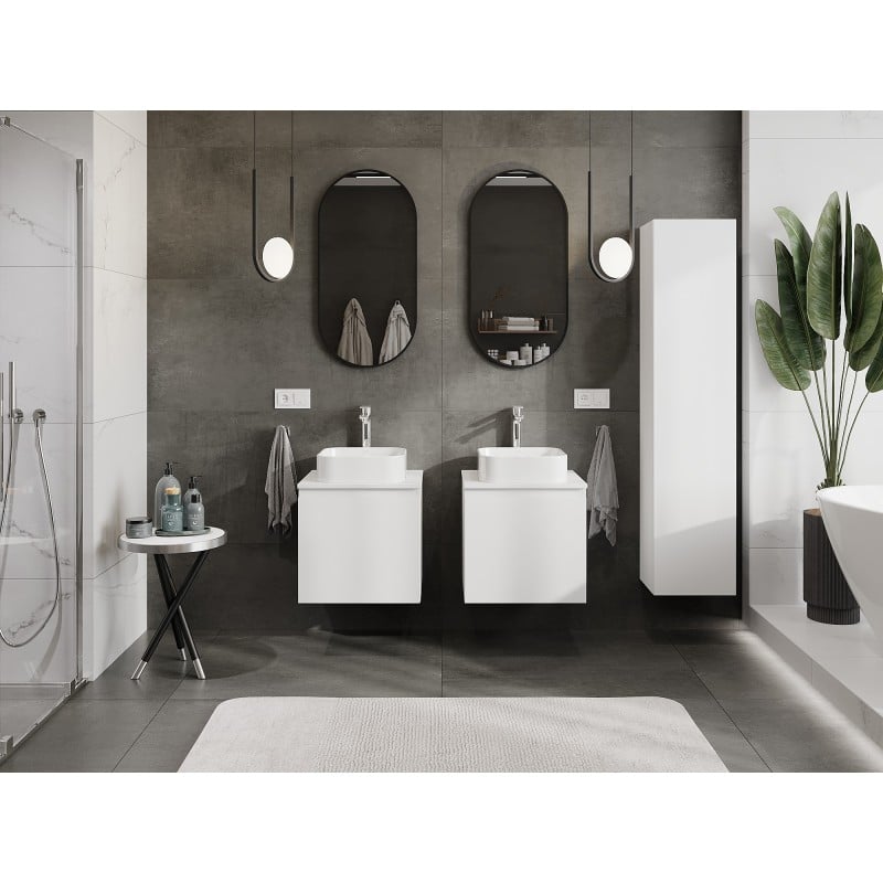 Mexen Orio Badezimmerschrank unter Waschbecken 50 cm mit Arbeitsplatte, 1 Schublade, weiß matt - 91A10-05047-1-BFC01