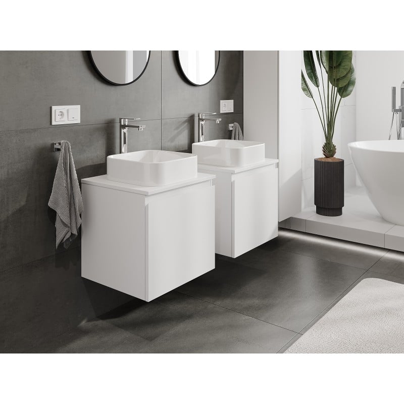 Mexen Orio Badezimmerschrank unter Waschbecken 50 cm mit Arbeitsplatte, 1 Schublade, weiß matt - 91A10-05047-1-BFC01