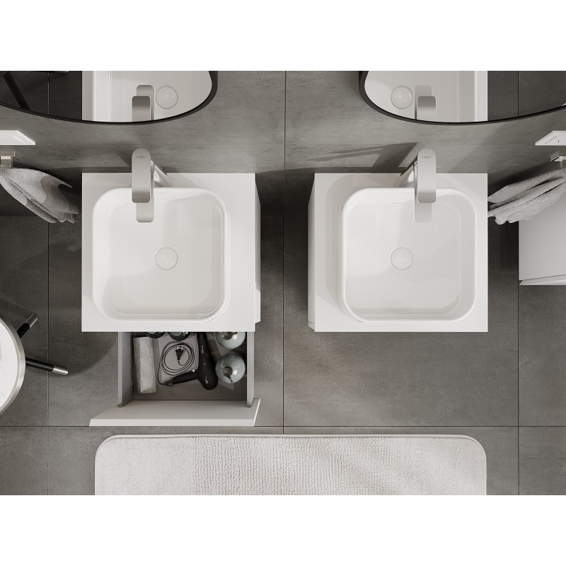 Mexen Orio Badezimmerschrank unter Waschbecken 50 cm mit Arbeitsplatte, 1 Schublade, weiß matt - 91A10-05047-1-BFC01