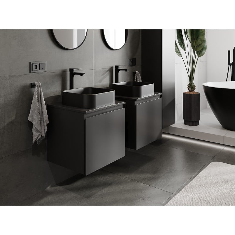 Mexen Orio Badezimmerunterschrank 50 cm mit Platte, 1 Schublade, schwarz matt - 91A10-05047-1-BFC71