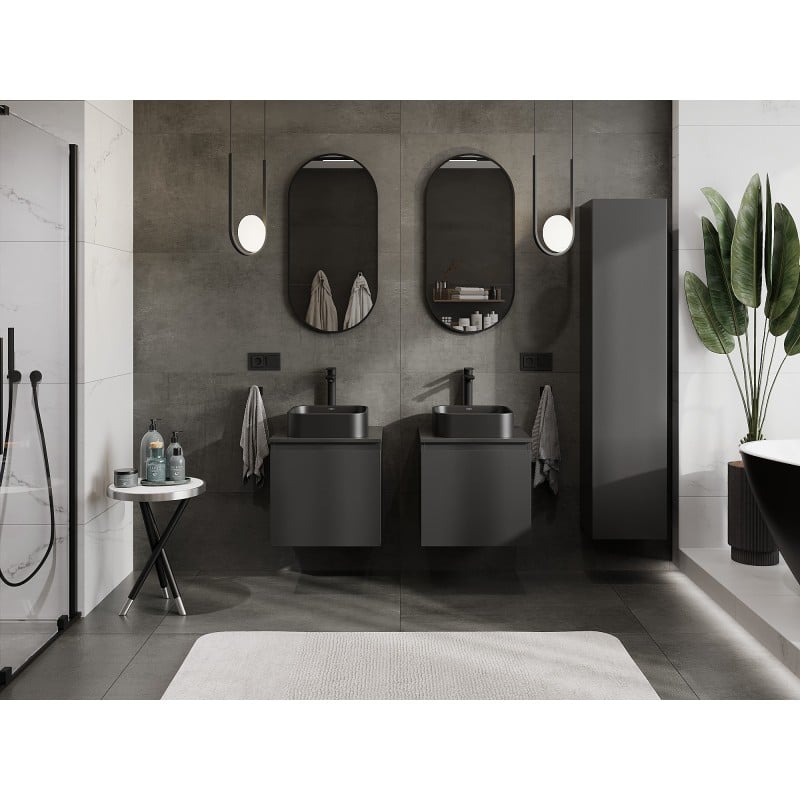 Mexen Orio Badezimmerunterschrank 50 cm mit Platte, 1 Schublade, schwarz matt - 91A10-05047-1-BFC71