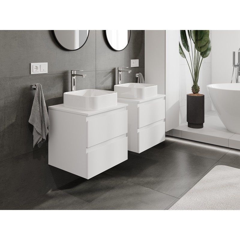 Mexen Orio Badezimmerschrank unterschrank 50 cm mit Arbeitsplatte, 2 Schubladen, weiße matt - 91A10-05047-2-BFFC01