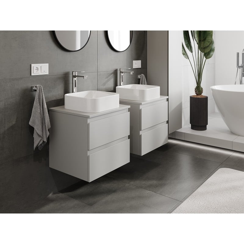 Mexen Orio Badezimmer-Unterschrank 50 cm mit Arbeitsplatte, 2 Schubladen, Grau Matt - 91A10-05047-2-BFFC62