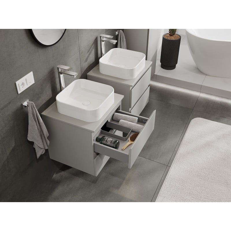 Mexen Orio Badezimmer-Unterschrank 50 cm mit Arbeitsplatte, 2 Schubladen, Grau Matt - 91A10-05047-2-BFFC62