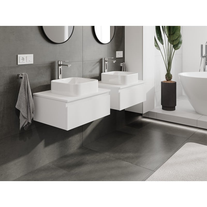 Mexen Orio Badezimmerschrank unter Waschbecken 60 cm mit Arbeitsplatte, 1 Schublade, weiß matt - 91A10-06023-1-BFC01