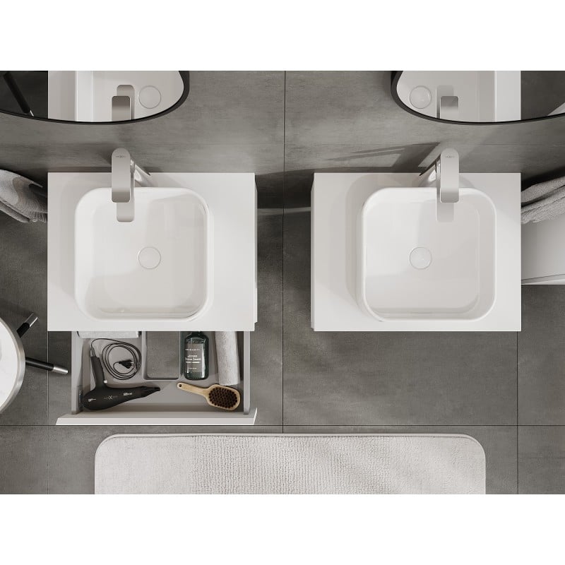 Mexen Orio Badezimmerschrank unter Waschbecken 60 cm mit Arbeitsplatte, 1 Schublade, weiß matt - 91A10-06023-1-BFC01