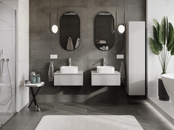 Mexen Orio Badezimmerschrank, 60 cm mit Arbeitsplatte, 1 Schublade, Grau matt - 91A10-06023-1-BFC62