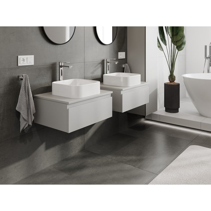 Mexen Orio Badezimmerschrank, 60 cm mit Arbeitsplatte, 1 Schublade, Grau matt - 91A10-06023-1-BFC62