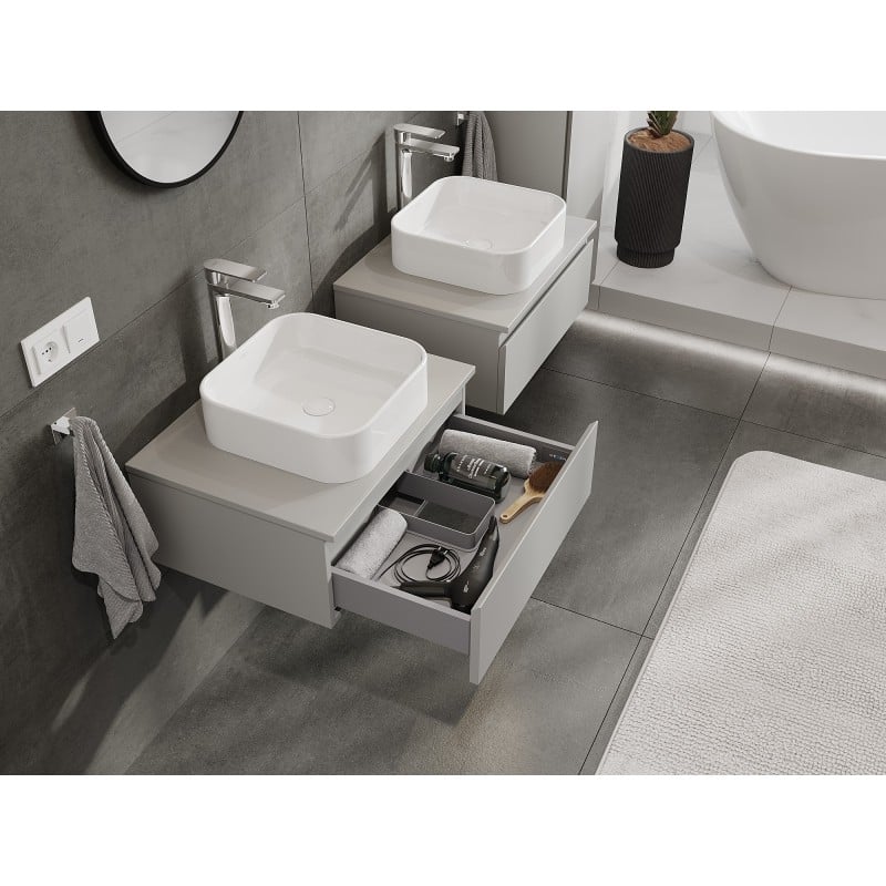 Mexen Orio Badezimmerschrank, 60 cm mit Arbeitsplatte, 1 Schublade, Grau matt - 91A10-06023-1-BFC62