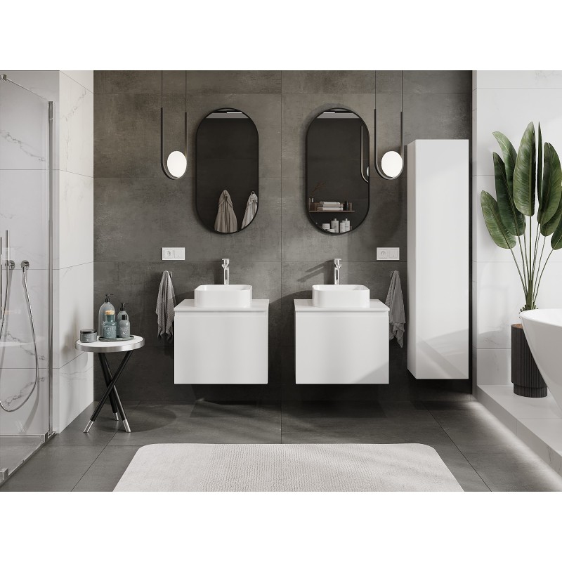Mexen Orio Badezimmerunterschrank 60 cm mit Arbeitsplatte, 1 Schublade, weiß glänzend - 91A10-06047-1-BFC00