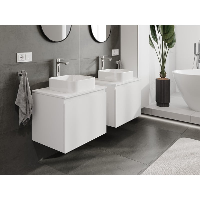 Mexen Orio Badezimmerunterschrank 60 cm mit Arbeitsplatte, 1 Schublade, weiß matt - 91A10-06047-1-BFC01