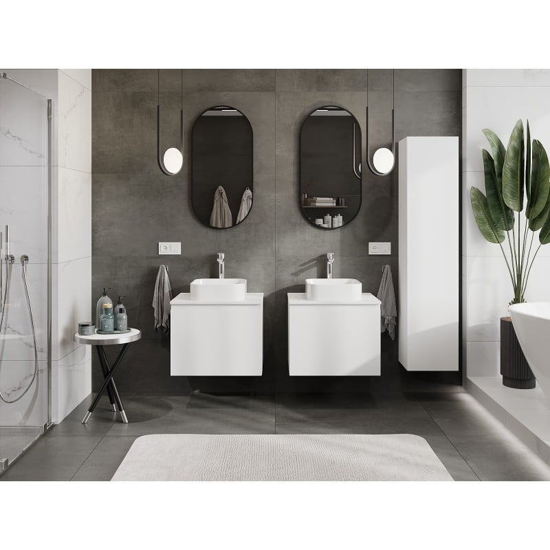 Mexen Orio Badezimmerunterschrank 60 cm mit Arbeitsplatte, 1 Schublade, weiß matt - 91A10-06047-1-BFC01