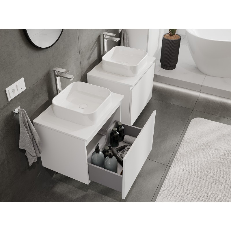 Mexen Orio Badezimmerunterschrank 60 cm mit Arbeitsplatte, 1 Schublade, weiß matt - 91A10-06047-1-BFC01