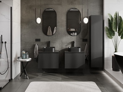 Mexen Orio Badezimmerschrank für Waschbecken 60 cm mit Arbeitsplatte, 1 Schublade, schwarz matt - 91A10-06047-1-BFC71
