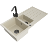 Mexen Andres Granitspüle 1,5-Becken mit Abtropffläche und Küchenarmatur Rita, beige - 6515-69-670300-70