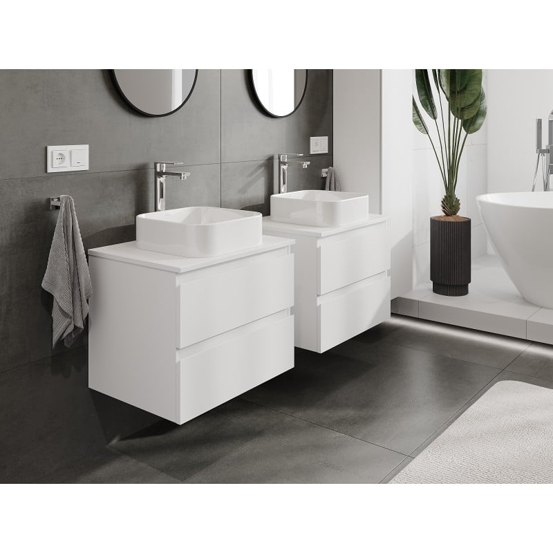 Mexen Orio Badezimmerunterschrank 60 cm mit Platte, 2 Schubladen, weiß matt - 91A10-06047-2-BFFC01