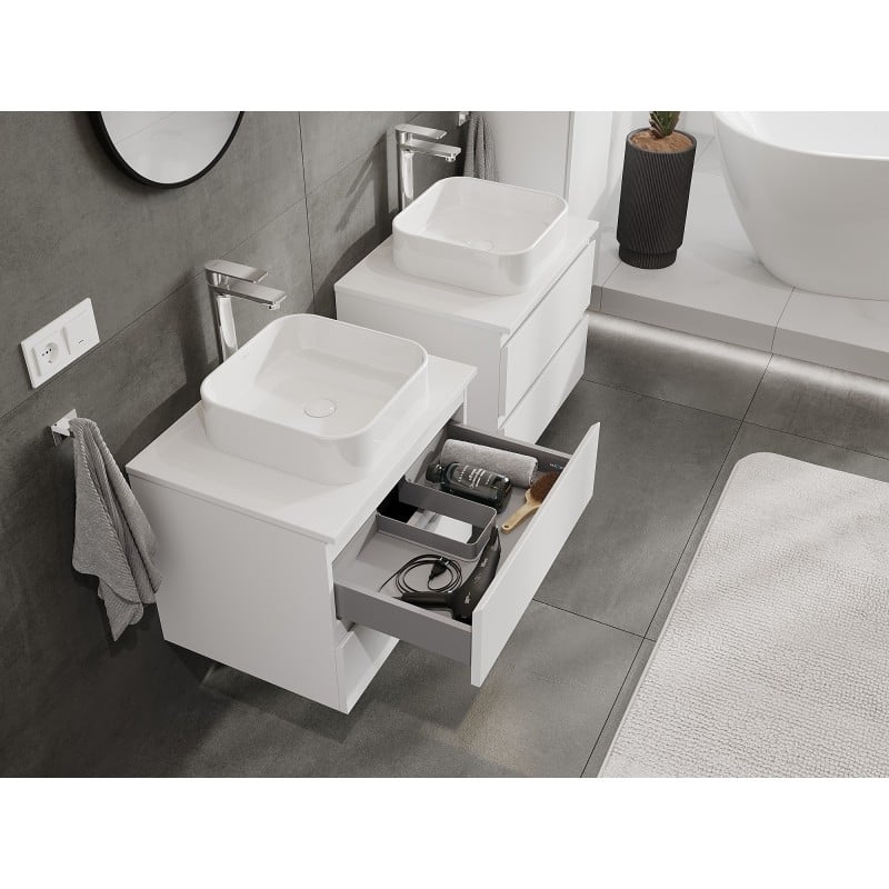 Mexen Orio Badezimmerunterschrank 60 cm mit Platte, 2 Schubladen, weiß matt - 91A10-06047-2-BFFC01