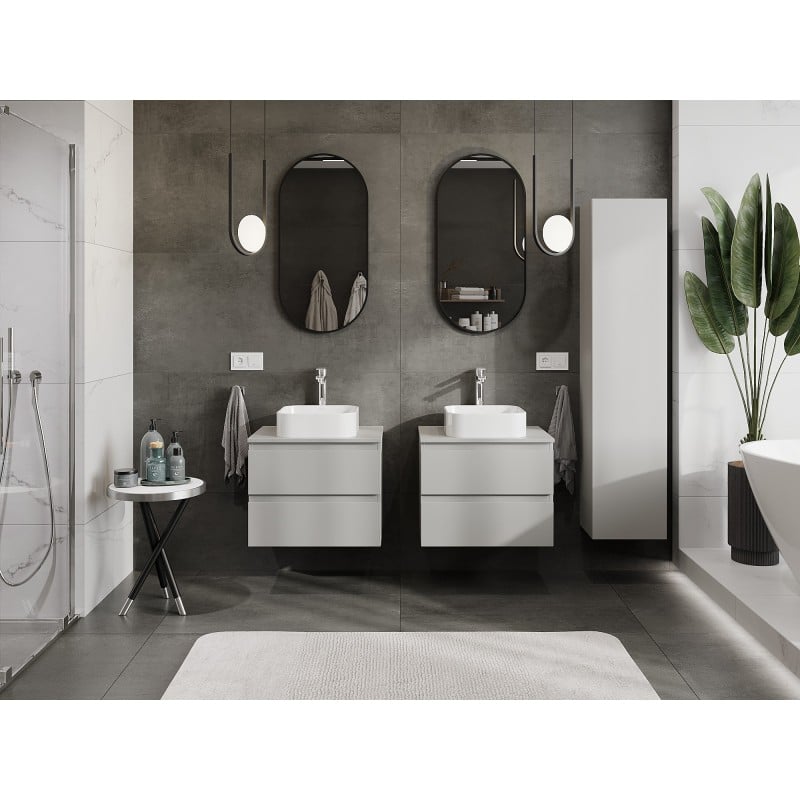 Mexen Orio Badezimmer-Unterschrank 60 cm mit Arbeitsplatte, 2 Schubladen, grau matt - 91A10-06047-2-BFFC62