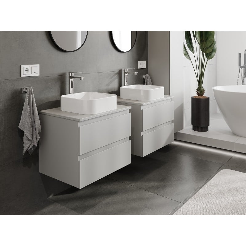 Mexen Orio Badezimmer-Unterschrank 60 cm mit Arbeitsplatte, 2 Schubladen, grau matt - 91A10-06047-2-BFFC62