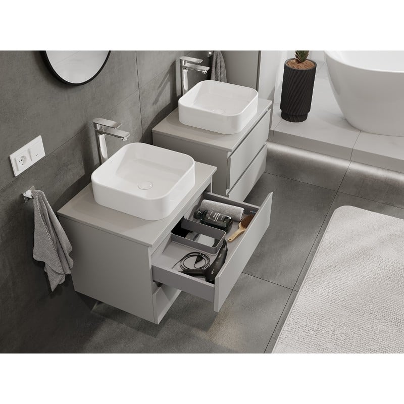Mexen Orio Badezimmer-Unterschrank 60 cm mit Arbeitsplatte, 2 Schubladen, grau matt - 91A10-06047-2-BFFC62