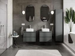 Mexen Orio Badezimmerunterschrank 60 cm mit Arbeitsplatte, 2 Schubladen, matt Graphit - 91A10-06047-2-BFFC66
