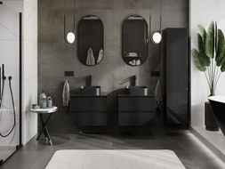 Mexen Orio Badezimmer-Unterschrank 60 cm mit Arbeitsplatte, 2 Schubladen, schwarz glänzend - 91A10-06047-2-BFFC70