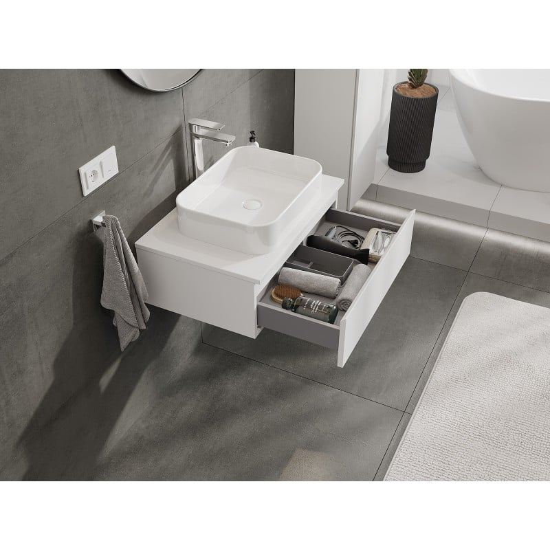 Mexen Orio Badezimmerschrank unter dem Waschbecken 70 cm mit Arbeitsplatte, 1 Schublade, weiß matt - 91A10-07023-1-BFC01
