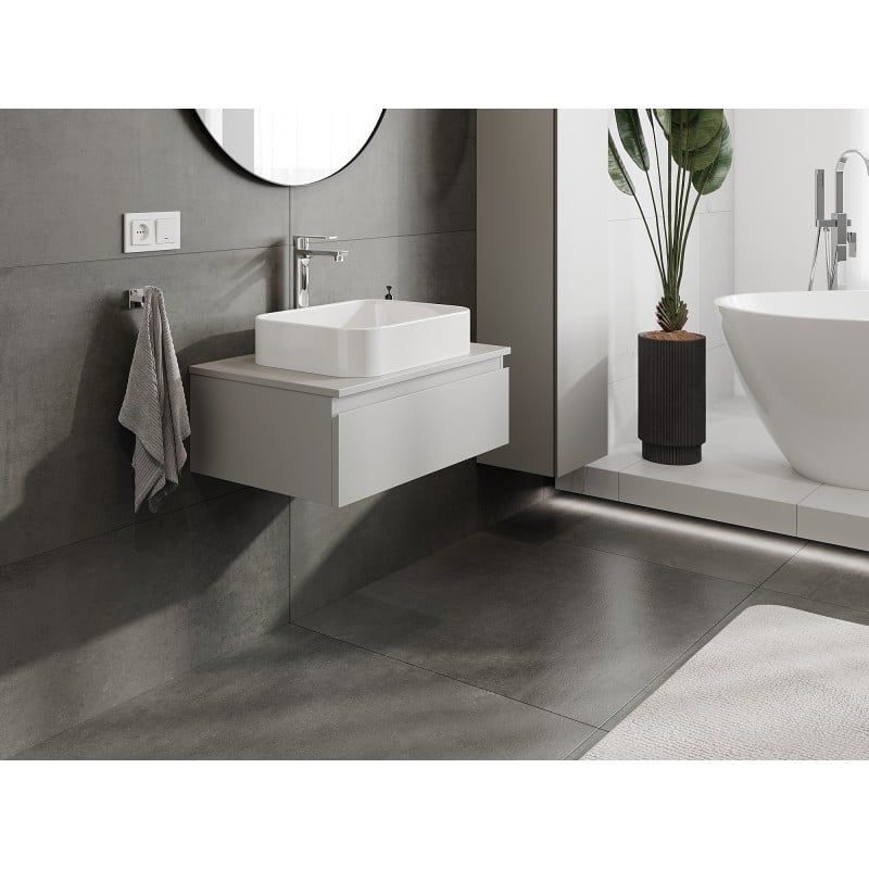 Mexen Orio Badezimmerunterschrank 70 cm mit Arbeitsplatte, 1 Schublade, grau matt - 91A10-07023-1-BFC62