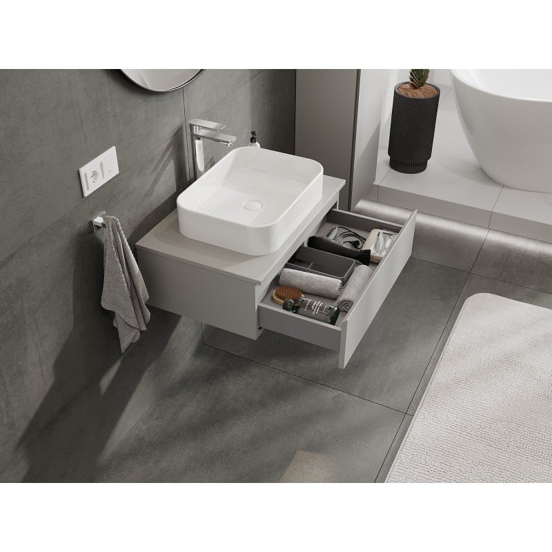Mexen Orio Badezimmerunterschrank 70 cm mit Arbeitsplatte, 1 Schublade, grau matt - 91A10-07023-1-BFC62