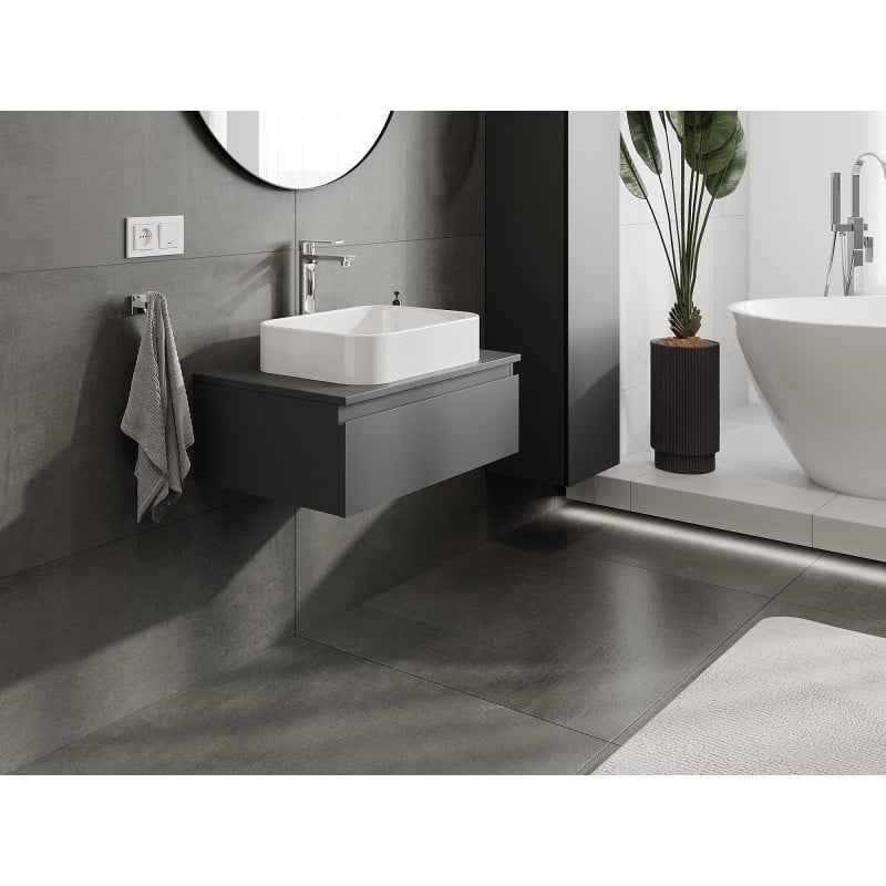 Mexen Orio Badezimmer-Unterschrank 70 cm mit Arbeitsplatte, 1 Schublade, Graphit matt - 91A10-07023-1-BFC66