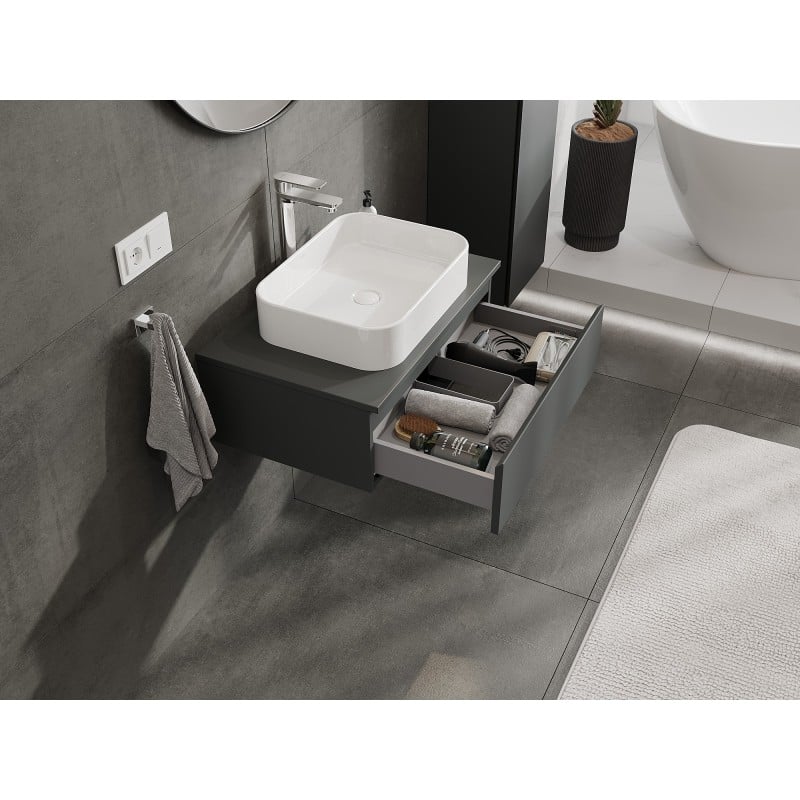 Mexen Orio Badezimmer-Unterschrank 70 cm mit Arbeitsplatte, 1 Schublade, Graphit matt - 91A10-07023-1-BFC66