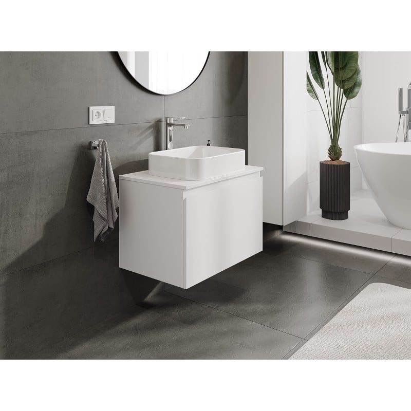 Mexen Orio Badezimmerschrank 70 cm mit Arbeitsplatte, 1 Schublade, Weiß matt - 91A10-07047-1-BFC01