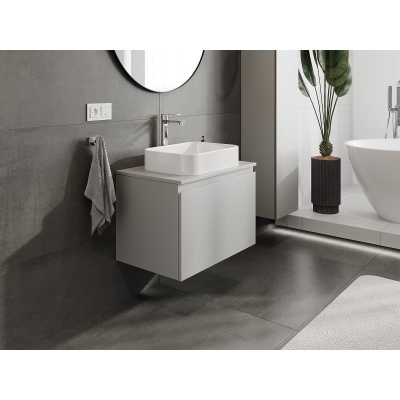 Mexen Orio Badezimmerschrank unter Waschbecken 70 cm mit Arbeitsplatte, 1 Schublade, grau matt - 91A10-07047-1-BFC62