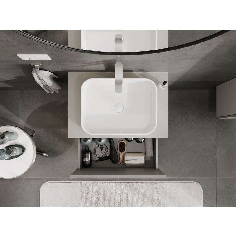 Mexen Orio Badezimmerschrank unter Waschbecken 70 cm mit Arbeitsplatte, 1 Schublade, grau matt - 91A10-07047-1-BFC62