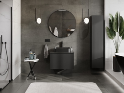 Mexen Orio Badezimmerschrank 70 cm mit Arbeitsplatte, 1 Schublade, schwarz matt - 91A10-07047-1-BFC71