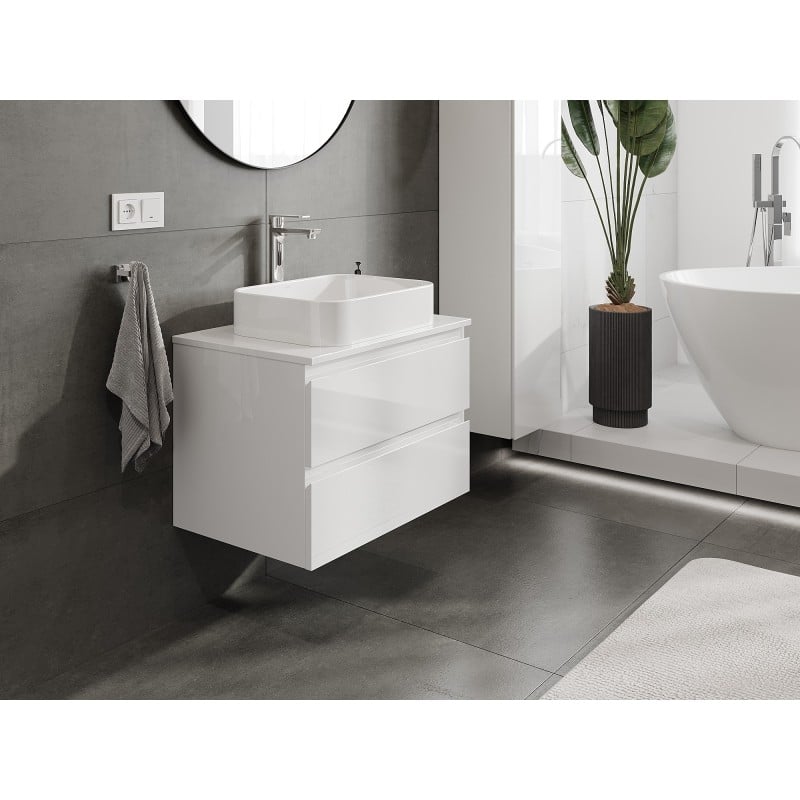 Mexen Orio Badezimmerunterschrank 70 cm mit Arbeitsplatte, 2 Schubladen, weiß glänzend - 91A10-07047-2-BFFC00