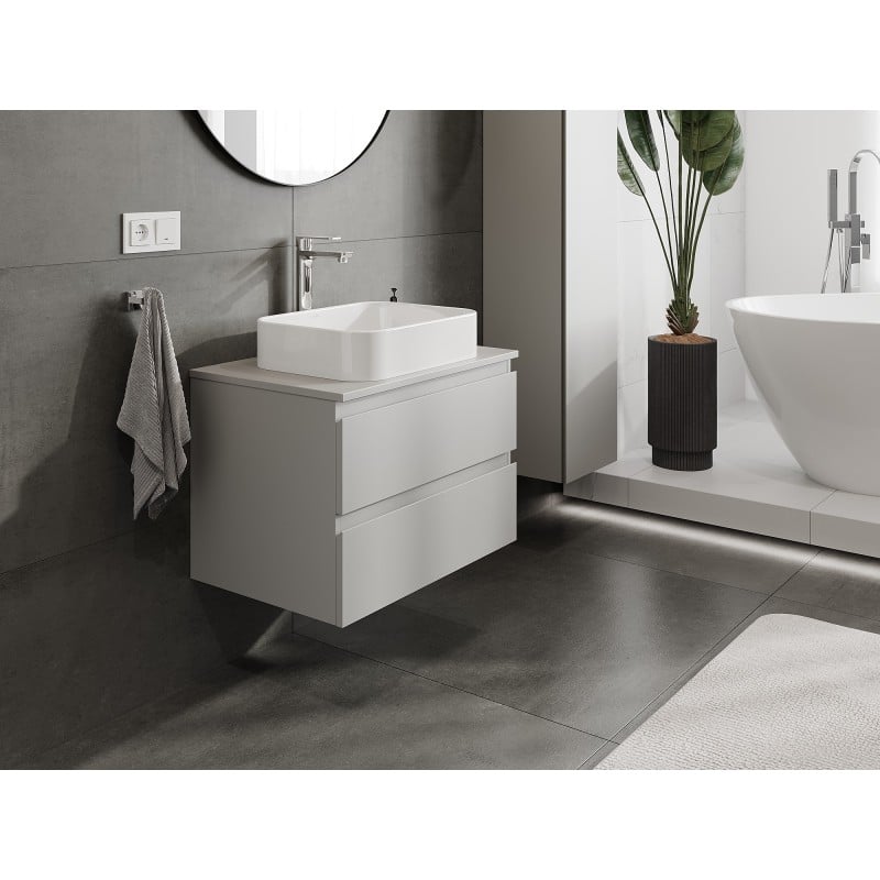 Mexen Orio Badezimmerschrank 70 cm mit Waschtischplatte, 2 Schubladen, graumatt - 91A10-07047-2-BFFC62