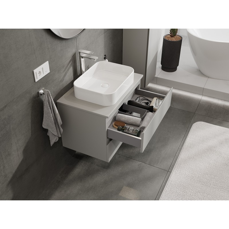Mexen Orio Badezimmerschrank 70 cm mit Waschtischplatte, 2 Schubladen, graumatt - 91A10-07047-2-BFFC62