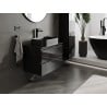 Mexen Orio Badezimmerschrank für Waschbecken 70 cm mit Arbeitsplatte, 2 Schubladen, Schwarz glänzend - 91A10-07047-2-BFFC70
