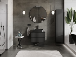 Mexen Orio Badezimmerunterschrank 70 cm mit Arbeitsplatte, 2 Schubladen, Schwarz Matt - 91A10-07047-2-BFFC71