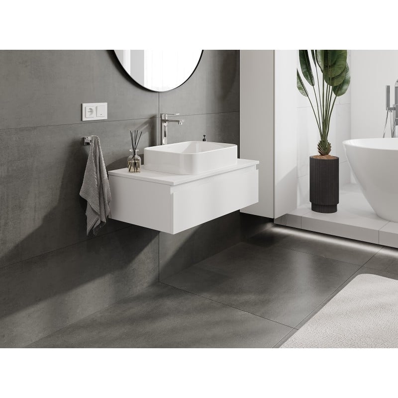 Mexen Orio Badezimmer-Unterschrank 80 cm mit Arbeitsplatte, 1 Schublade, weiß matt - 91A10-08023-1-BFC01