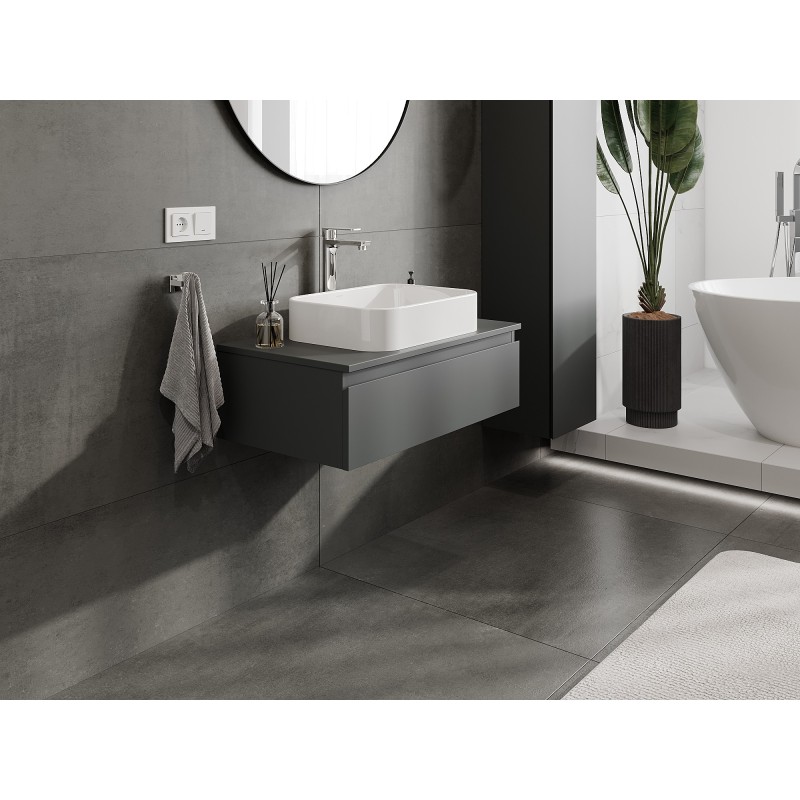 Mexen Orio Badezimmerschrank 80 cm mit Arbeitsplatte, 1 Schublade, Graphit matt - 91A10-08023-1-BFC66