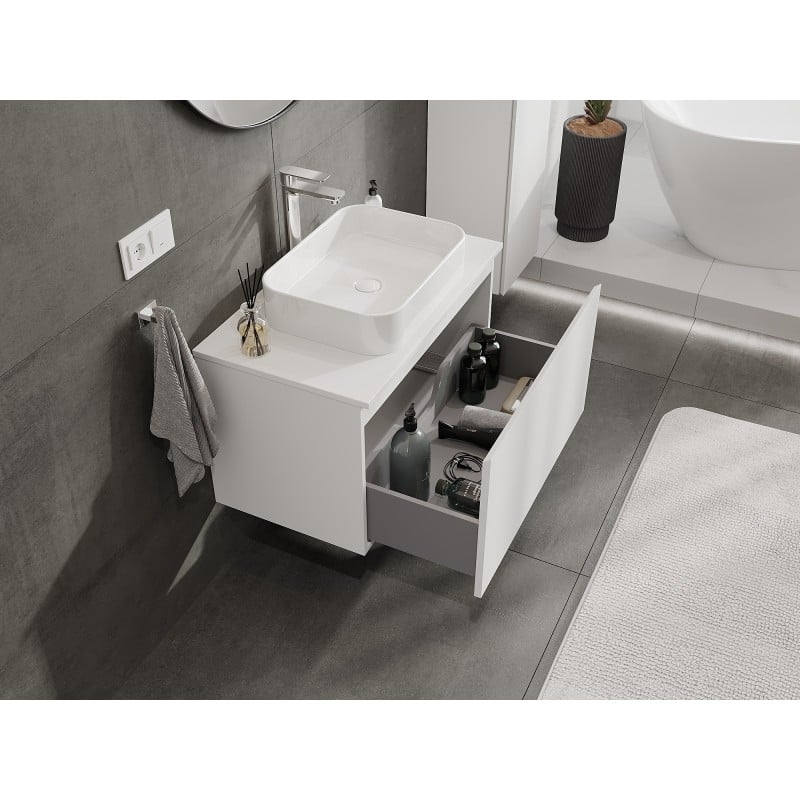 Mexen Orio Badezimmerunterschrank 80 cm mit Platte, 1 Schublade, weiß matt - 91A10-08047-1-BFC01