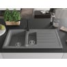 Mexen Andres Granit-Spülbecken 1,5-Kammer mit Abtropffläche und Küchenarmatur Rita, grau - 6515-71-670300-70