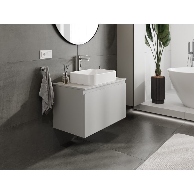 Mexen Orio Badezimmer-Unterschrank 80 cm mit Arbeitsplatte, 1 Schublade, Grau Matt - 91A10-08047-1-BFC62