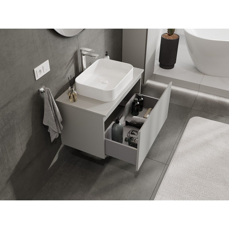 Mexen Orio Badezimmer-Unterschrank 80 cm mit Arbeitsplatte, 1 Schublade, Grau Matt - 91A10-08047-1-BFC62